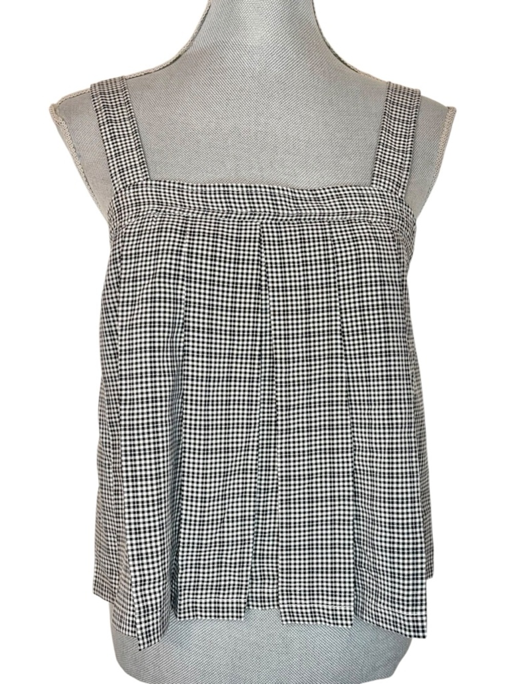 Max Studio London Black & White Gingham Tank Top